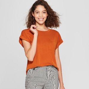 NWT XS rust colored cuffed short sleeve- A New Day